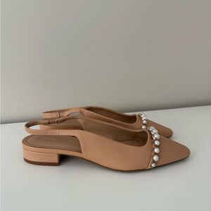 Zara Tan Flats with Pearl Detail